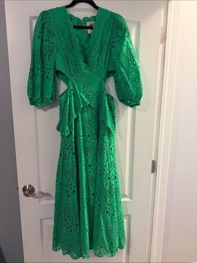 Farm Rio Green side cut out dress. Size Medium.